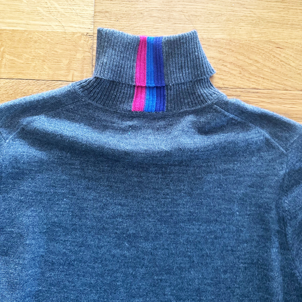 Merino Wool Roll Polo Neck Jumper Medium - Grey Marl - (sample)