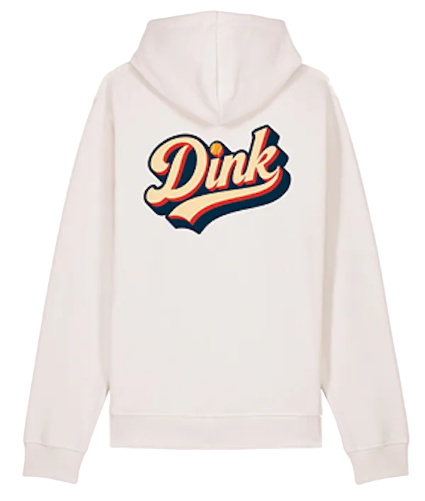 Off-white Padel Mentality Dink hoodie shown from the back with the large Dink graphic