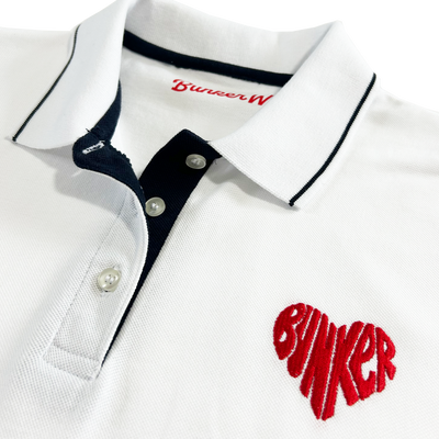 Embroidered Heart Sleeveless Polo White