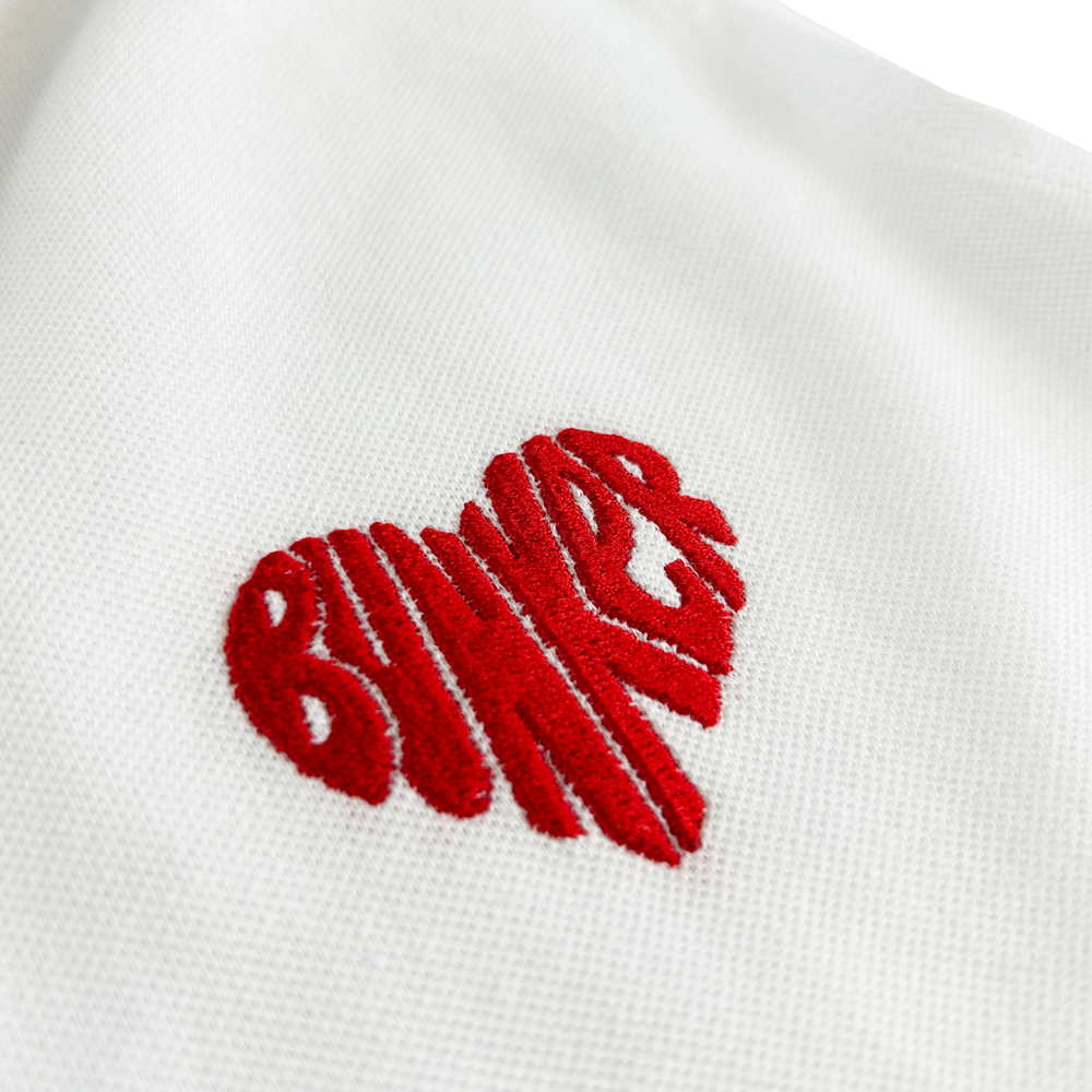 Embroidered Heart Sleeveless Polo White