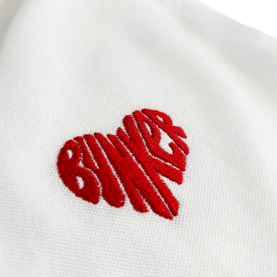 Embroidered Heart Sleeveless Polo White