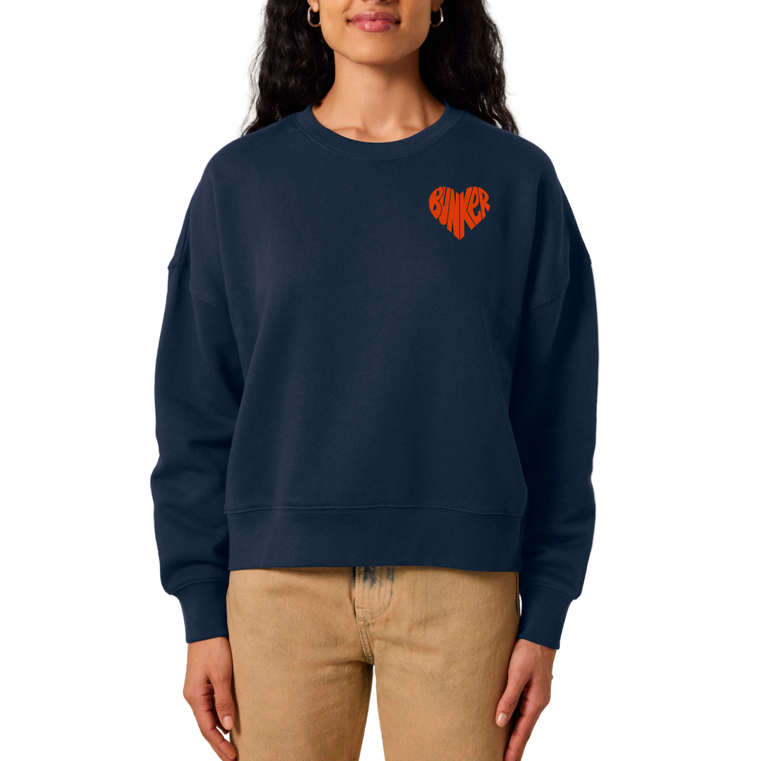 Heart Boxy Sweatshirt Navy  - On the Shelf