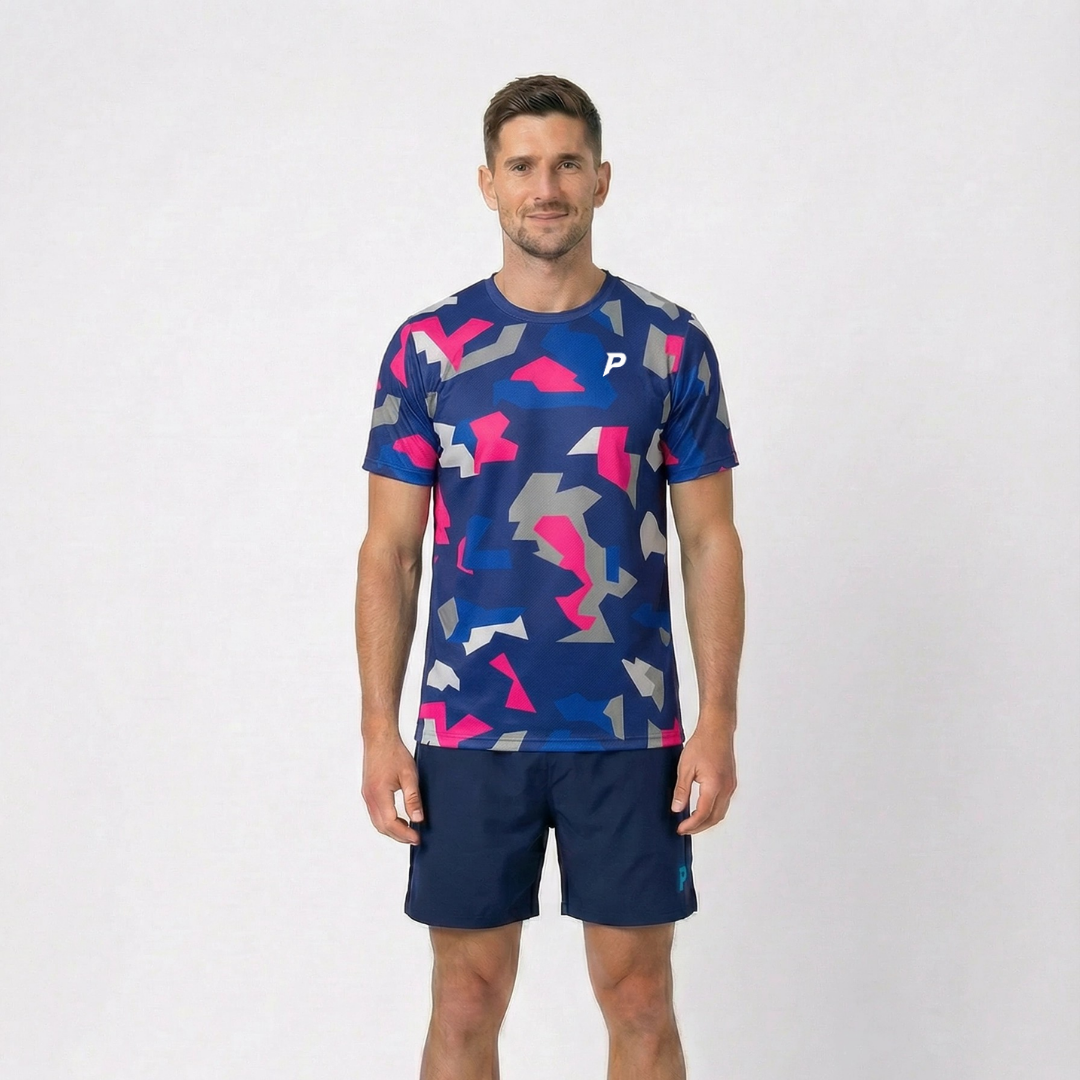 Padel Camo Tech Tee – Navy