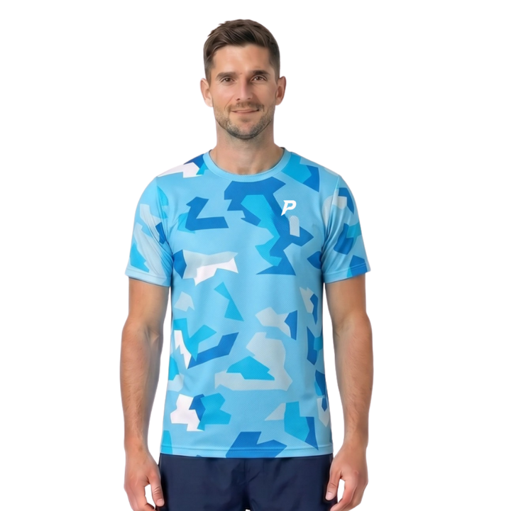 Padel Camo Tech Tee – Ice Blue