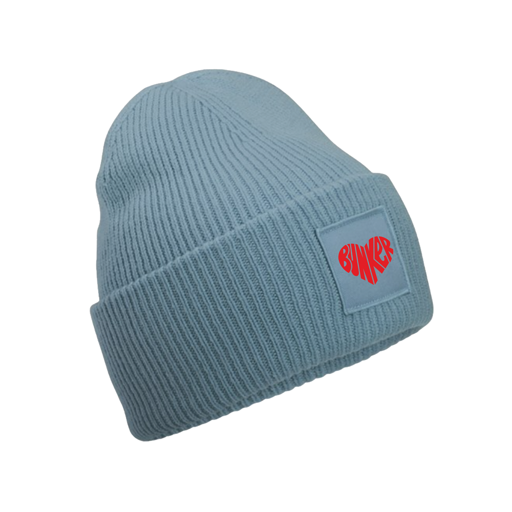 Bunker Woman Heart Beanie Hat Blue