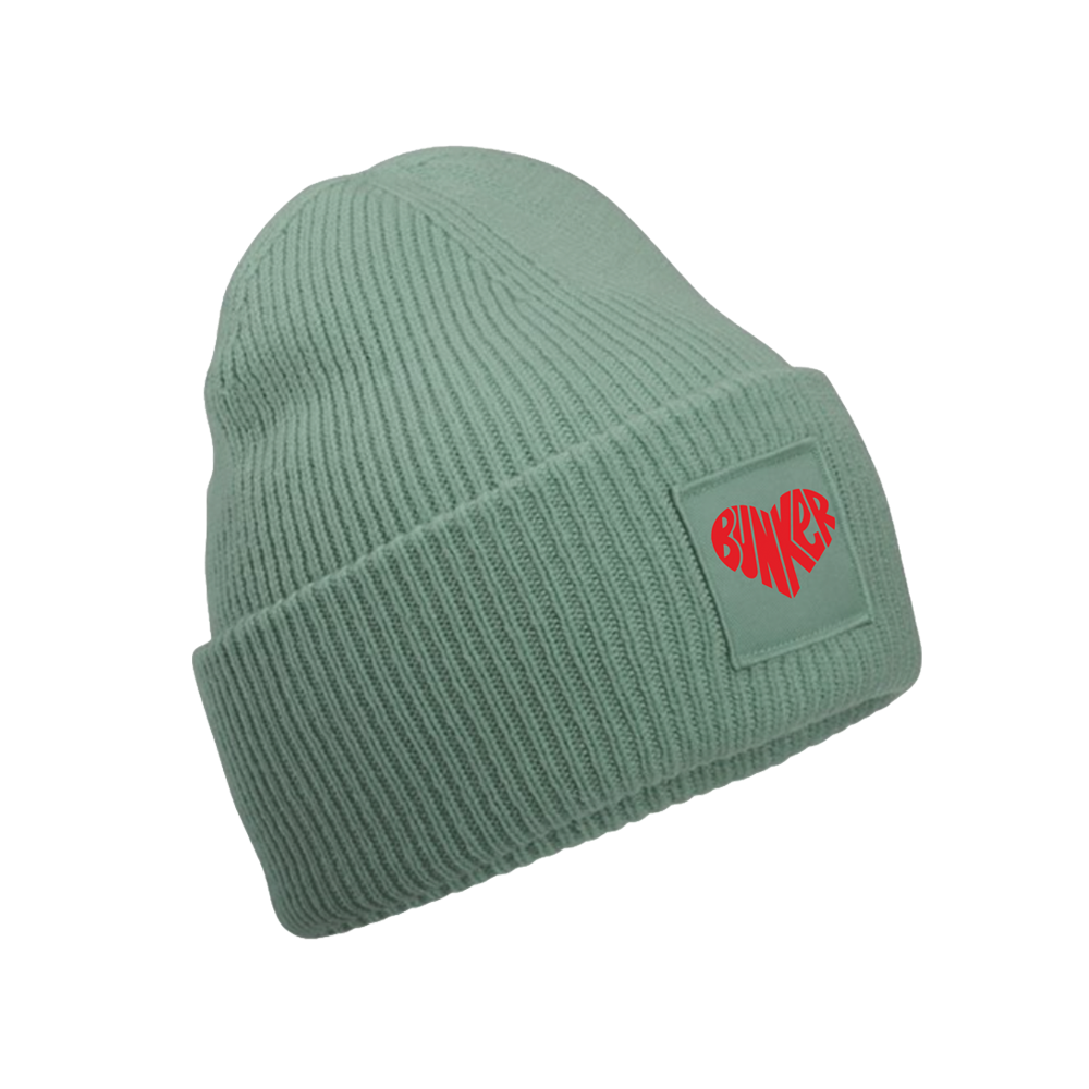 Bunker Woman Heart Beanie Hat Sage Green