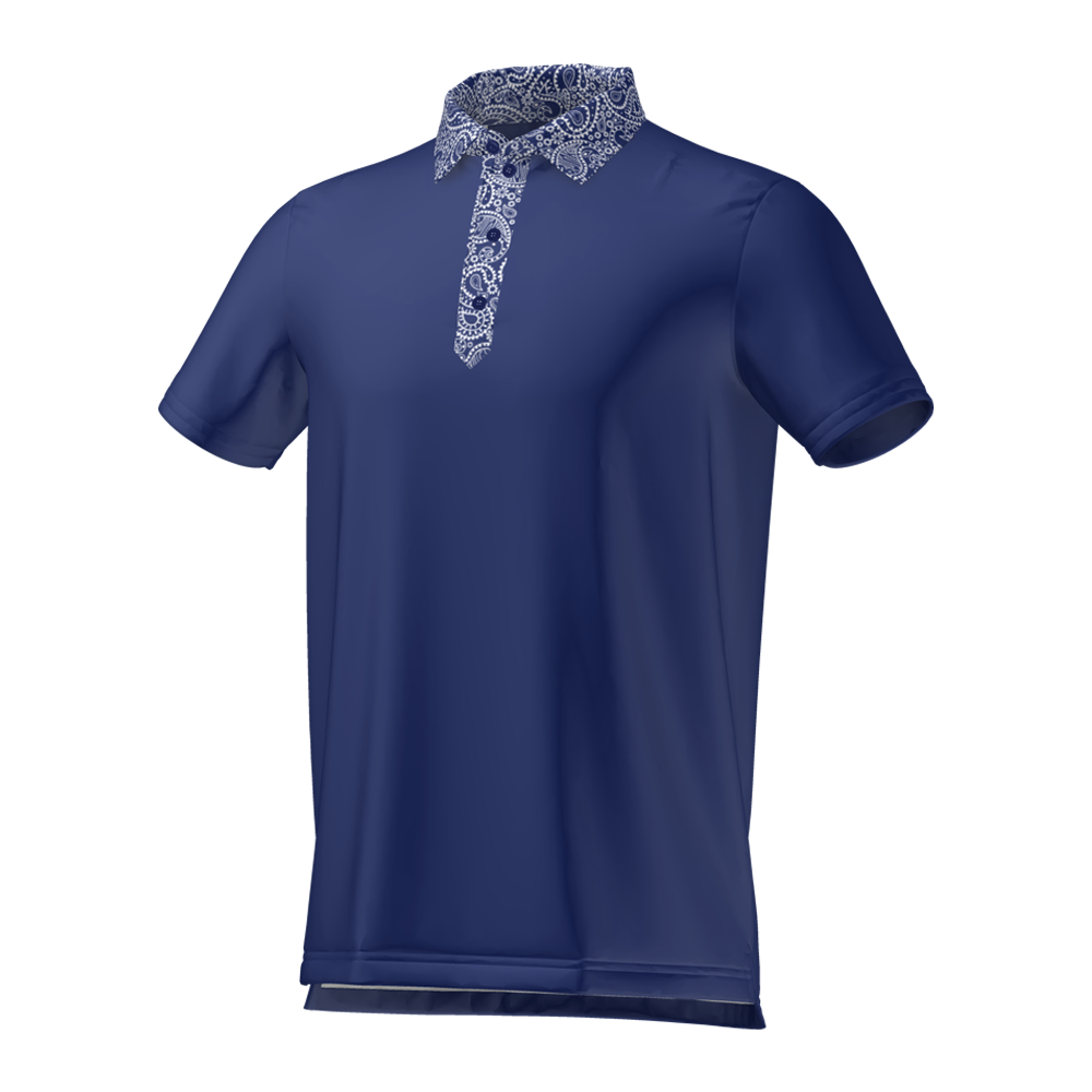 Cmax Paisley Collar Polo Shirt Navy MFY