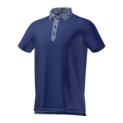 Cmax Paisley Collar Polo Shirt Navy MFY