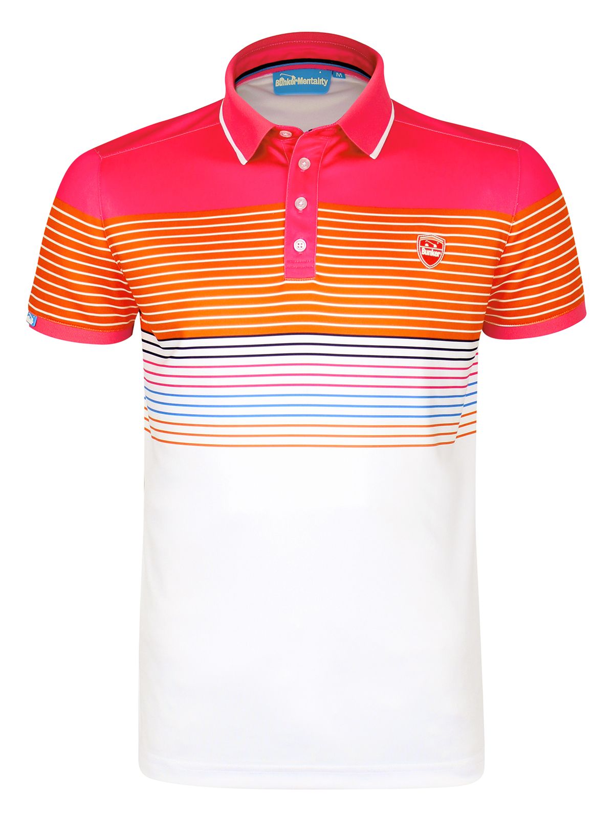 CMAX Krew Stripe Polyester Polo Shirt - Pink -X-Small (sample)