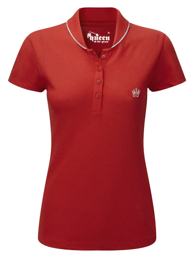 Queen of the Green Red Womens Golf Polo Shirt