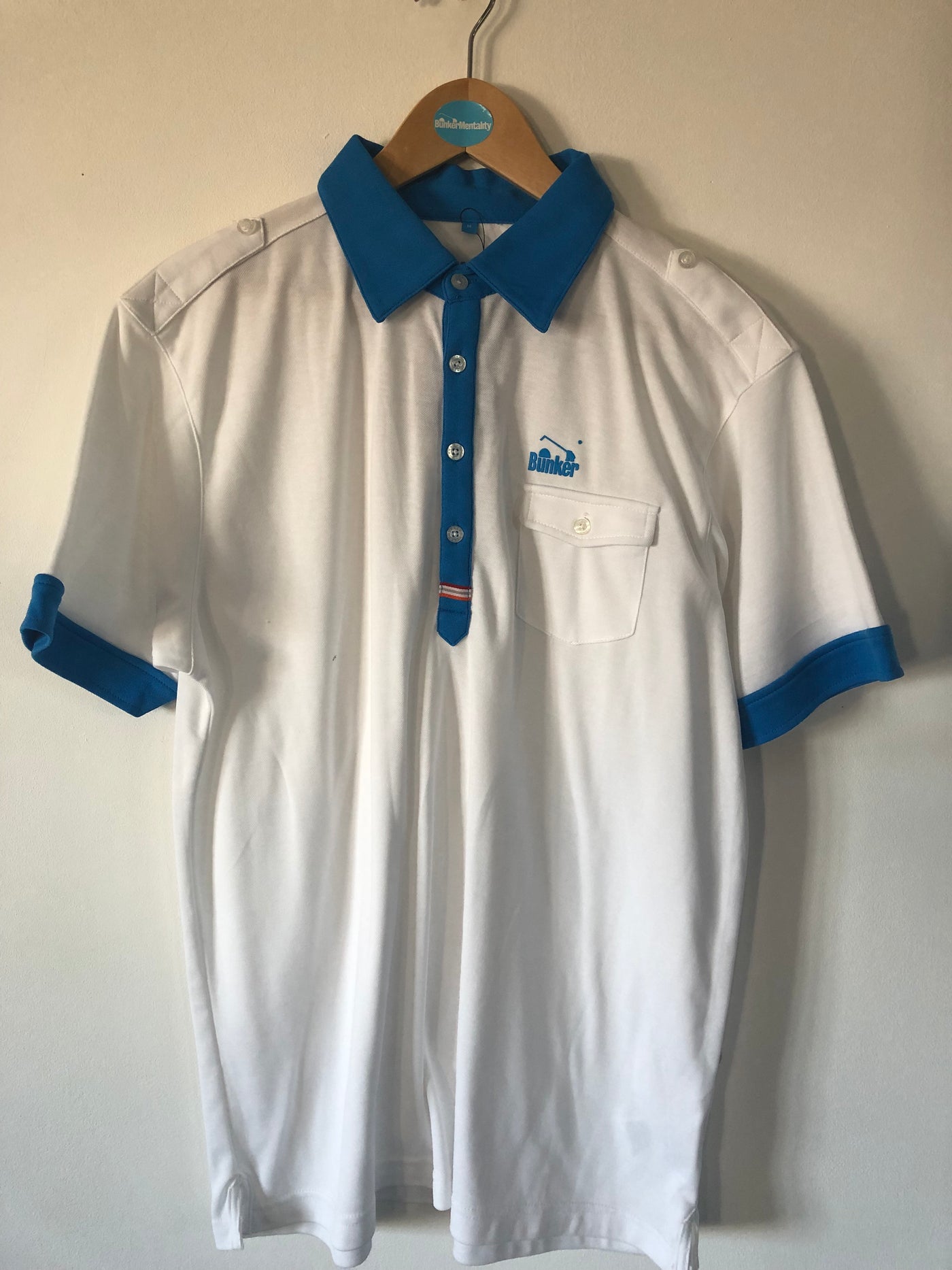 Cotton Contrast Collar Polo Shirt - White - Medium (sample)