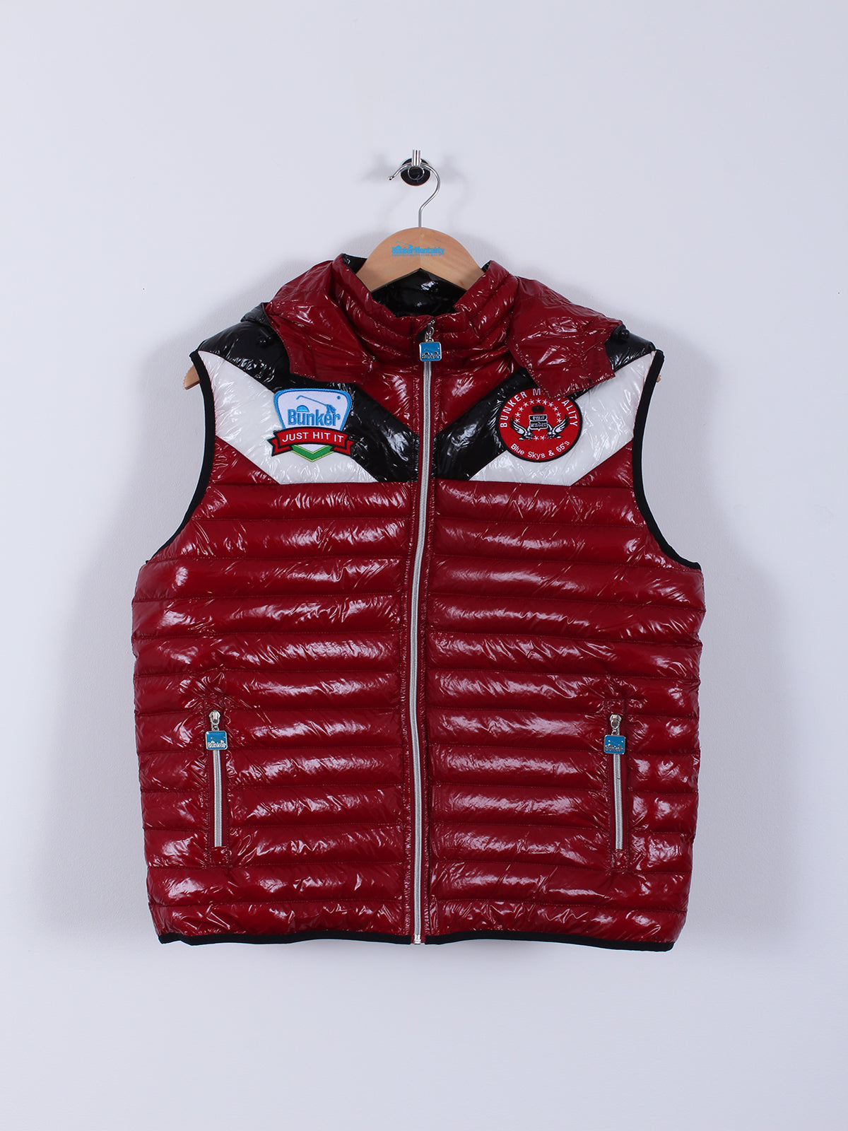 Quilted Polyester Hooded Gilet (Sample) - Black/Red  - X-Small