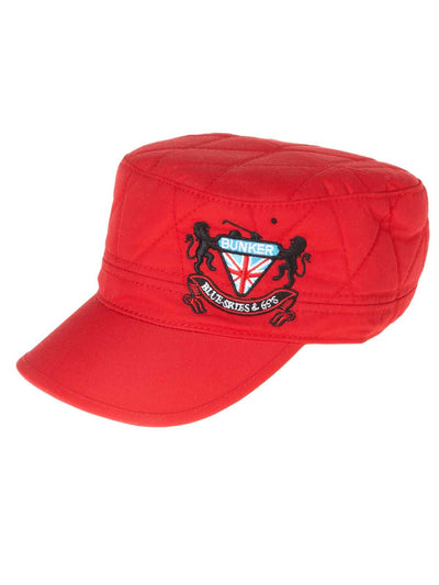 Bunker Crested Quilted Army Cap (Sample) - Red