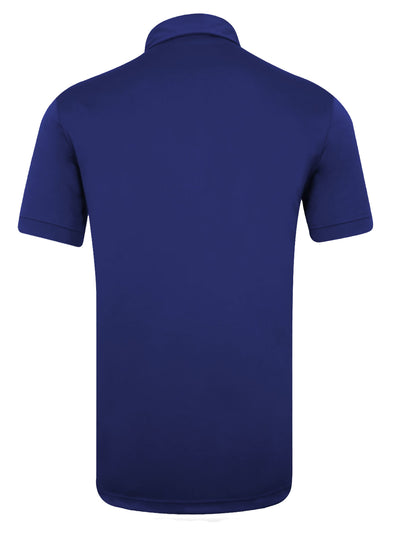 Bunker Mentality Five Vertical Stripe Navy Blue Mens Golf Shirt - Back