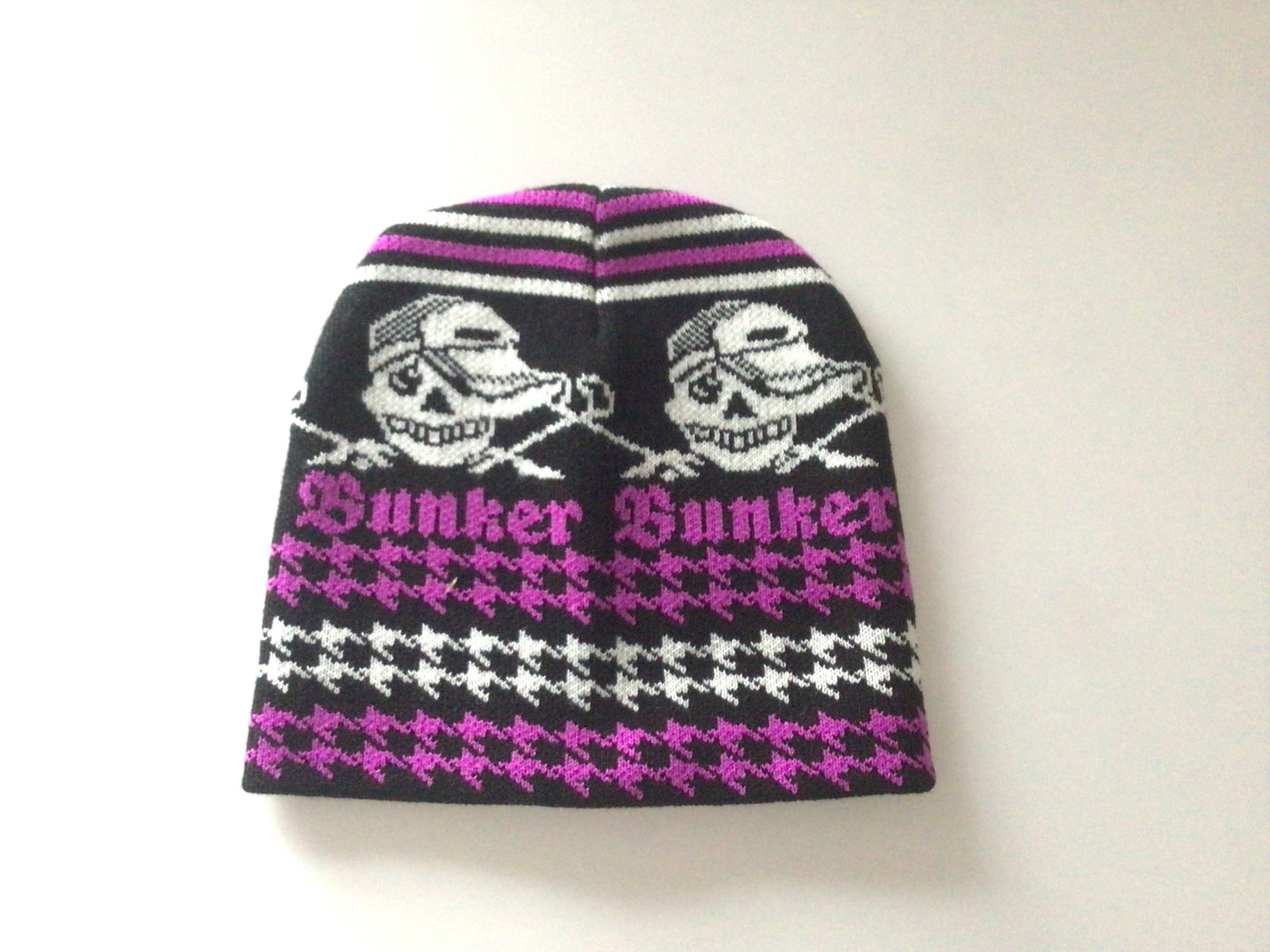 Bunker Logo Skull Beanie (Sample) - Black/Pink