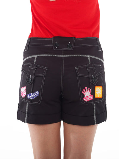 Queen of the Green Black Womens Golf Shorts - Back